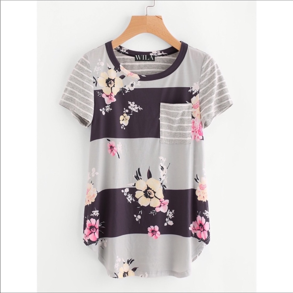 🌸 stripe floral tee